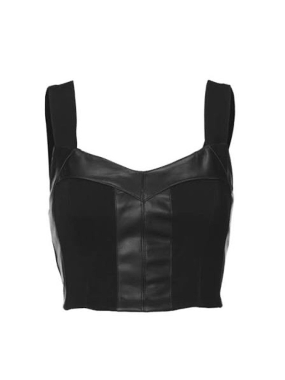 Cabi Jett Bralette Black Faux Leather Crop Top M